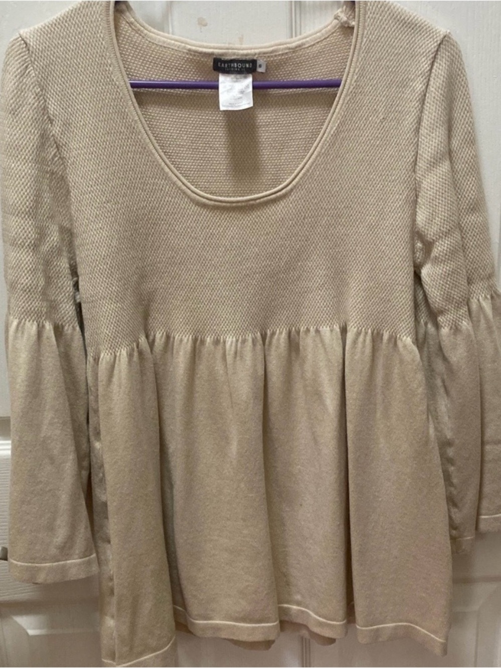 Earthbound Boho Scoop Neck Babydoll Sweater. Size Medium. - Picture 7 of 7